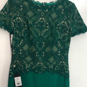 NWT Tadashi Shoji Emerald Lace Gown Sz 8
